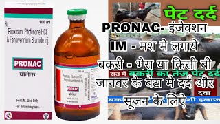 Pronac Injection पशूओ के पेट दर्द के लिऐ Piroxicam Pitofenone Hcl amp Fenpiverinium Bromide Injection [upl. by Goulden627]