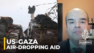 The US has started airdropping aid into Gaza with 66 pallets containing 38000 meals sent [upl. by Sadie]