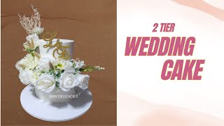 TWO TIER WEDDING CAKE  STACK and DECORATING A CAKE  SW VLOG cake [upl. by Ree]