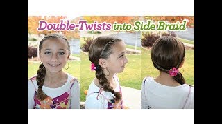 DoubleTwists into Side Braid  Cute Girls Hairstyles [upl. by Arbe151]