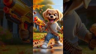 Сute puppy shoots 🔫 because he is angry 😡😨 ai dog aidog puppy cartoon aiart funny story [upl. by Hessler]