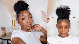 Curly bun with bangs tutorial  SUPER EASY Cennedy Elexis [upl. by Reffineg]