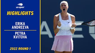 Erika Andreeva vs Petra Kvitova Highlights  2022 US Open Round 1 [upl. by Sirama]