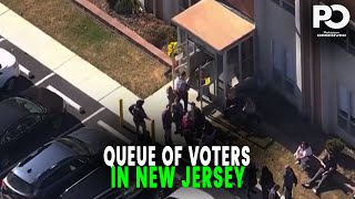 US Election 2024 Aerial View of Longest Voter Line in New Jersey  Pakistan Observer [upl. by Marston]