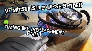 1997 Mitsubishi Eclipse Spyder Timing Belt replacement Part I [upl. by Aihsela858]