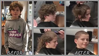 A Brave amp Cute Boy John Long Hair Headshave At Barbershop For Hair Donation [upl. by Nosnirb256]