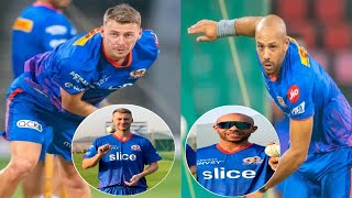 Tymal Mills amp Riley Meredith bowling in Mumbai Indians practice match 2022 tymal Mills bowling IPL [upl. by Jonathon748]