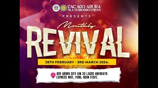 MONTHLY REVIVAL SERVICE  EVENING  29 FEBUARY 2024  PROPHET TA JEGEDE  CAC AGO ADURA CITY [upl. by Eciral617]