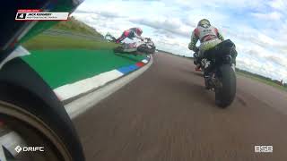 2023 Bennetts British Superbikes  Jack Kennedy and Danny Kent crash  Thruxton [upl. by Alakam]