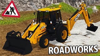 ROADWORKS IN FARMING SIMULATOR 17  JCB 3CX [upl. by Inaflahk]