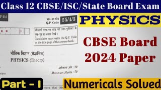 CBSE Class 12 physics board paper 2024 answer key set 5543  Youngs Double Slit numerical solution [upl. by Annuhsal]