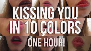 BINAURAL ASMR Kissing You in 10 COLORS  One Hour of Kisses  Lipstick Application [upl. by Jacobina]