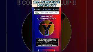 Day1 Creating Webpage Using HTML and CSS htmlandcss webpage codingdays [upl. by Busey]