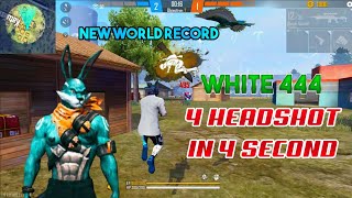 WHITE 444 WORLD RECORD  4 HEADSHOT IN 4 SECOND WITH HIS AMAZING EDIT  Iconic BD [upl. by Yadnil]