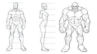 How to Draw Comic Book Characters  Studying Proportions [upl. by Lidstone]