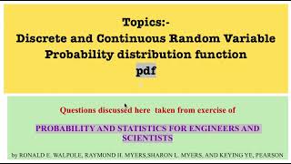 Discrete and Continuous Random Variable and Probability distribution function pdf [upl. by Pasquale]