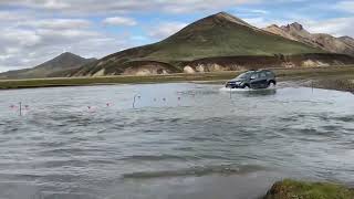 Beautiful Iceland car crossing river at landmannalaugar  Dacia Duster [upl. by Reivaj]