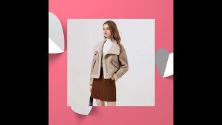 Lagabogy 2023 Winter Jacket Women Faux Shearling Sheepskin Coat Retro Motorcycle Parka Fleece Fem [upl. by Aninaj249]