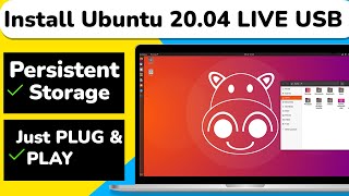 Install Ubuntu 2004 On LIVE USB  SSD With Persistent Storage Plug amp Play [upl. by Cofsky]