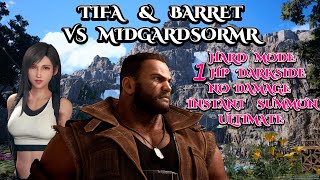 FFVII Rebirth Tifa amp Barret Vs Midgardsormr 1HP Darkside No Damage Instant Summon Hard Mode [upl. by Atekram]