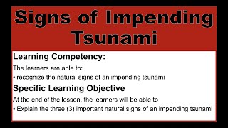 Natural Signs of Impending Tsunami  Types of Tsunamis  Disaster Readiness and Risk Reduction [upl. by Ripp]