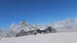 Skiing on the glacier above Zermatt on a beautiful July morning [upl. by Nahtanhoj136]