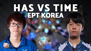 StarCraft 2  HAS doing Has things vs TIME  EPT Korea Bo3 PvT [upl. by Madda]