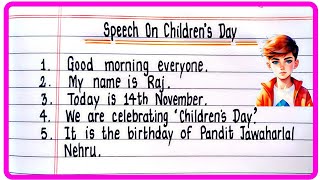 10 Lines Speech On Childrens Day In English  Speech On Childrens Day  Childrens Day Speech [upl. by Anibor]