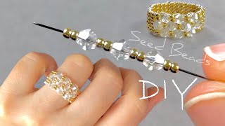 Easy Beaded Ring Tutorial Beaded Jewelry Making  DIY Seed Bead Rings [upl. by Notnirb941]