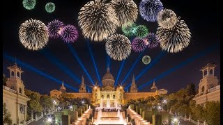 Fireworks Barcelona New Year 2024  Barcelona spain New Year celebration [upl. by Einahets]