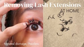 REMOVING EYELASH EXTENSIONS AT HOME  MINIMAL DAMAGE  PAINLESS [upl. by Bore488]