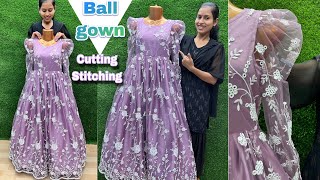 Ball Gown Cutting and Stitching Boat Neck and Cowl Sleeves [upl. by Enalda]