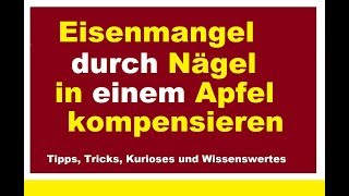 Eisenmangel durch Nägel im Apfel kompensieren matt müde schlapp Hausmittel Nagel Eisenmalat [upl. by Nirra278]