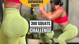 CURVACEOUS BUTT LIFT SQUAT CHALLENGE  300 REPS In 10 MIN A Day No Equipments [upl. by Eecyak]