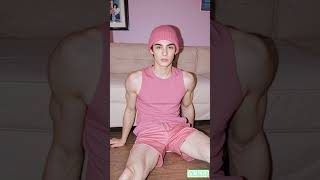 Handsome pink guy thinmuscled sports student at home muscular handsomemuscularpink abs [upl. by Tatiana]