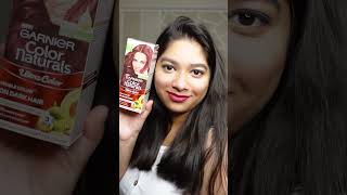 Garnier color naturals Raspberry Red on dark Indian hair garniercolornaturals haircolor garnier [upl. by Wendelina]