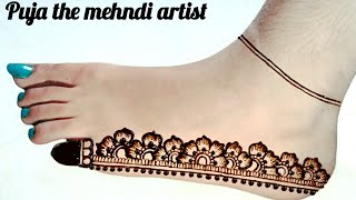 Most Beautiful Foot Mehndi Design SimpleGorgeous Bridal Leg border Mehndi Designpairon ki mehandi [upl. by Leikeze]