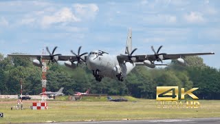 4K Lockheed Martin C130J Hercules Italian Air Force MM62185 departure RAF Fairford RIAT 2023 [upl. by Nohcim82]