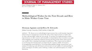 Methodological Advances for the Next Decade in Management Research [upl. by Semaj85]