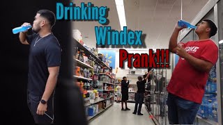 Drinking windex prank in public   got banned from Walmart 😳prank prank funny funnyvideo [upl. by Rese]