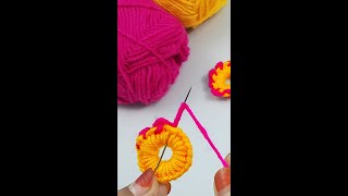 Embroidery Superb Woolen Flower Making Trick with Fingerribbonideascraftflowersviralvideoシ [upl. by Arrim]