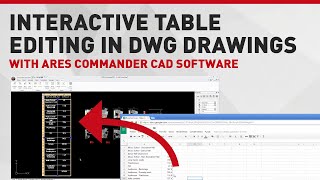 Interactive Table Editing in DWG Drawings With ARES Commander CAD Software [upl. by Annavahs]