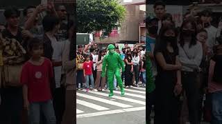 Green Man dance moves baguiocity trending greenman greensoldier shortsviral viral [upl. by Auhso10]