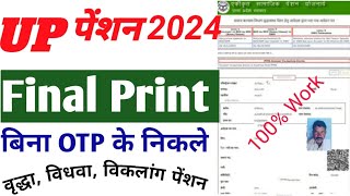 UP Pension Final Print  SSPY Final print old Agr Pension print out वृद्धा विधवा विधवा पेंशन [upl. by Strep]