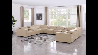 Global United 1208 12Piece 4Power Reclining Leather USectional Power HeadrestsProduct Video [upl. by Hcone]