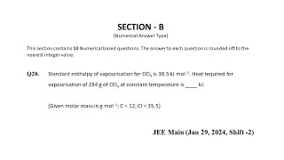 Q28 JEE Main Chemistry PYQ Jan 29 2024 Shift 2  Thermochemistry  NEON JEE NEET [upl. by Goles]