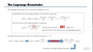 Lagrange remainder and Truncated MacLaurin series [upl. by Engleman]