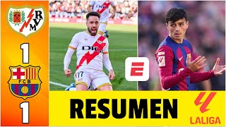 BARCELONA TROPEZÓ ante el RAYO VALLECANO empató 11 y le pierde pisada al REAL MADRID  La Liga [upl. by Dareece]