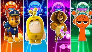 PAW PATROL vs ODDBODS vs MADAGASCAR vs SPRUNKI ALL Tiles Hop EDM Rush [upl. by Geis]