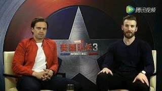 Chris Evans Sebastian Stan Anthony Mackie amp Joe Russo interview  CIVIL WAR PRESS TOUR [upl. by Nyvets]